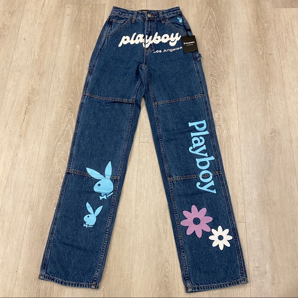 PLAYBOY Jeans Playboy X Pacsun Blue High Waisted Carpenter Jeans